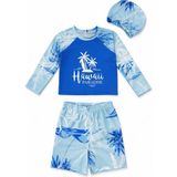 Beniizle Hawai Paradise Baskılı Erkek Çocuk Uzun Kollu Mayo - Mavi - 5 - 6 Yaş