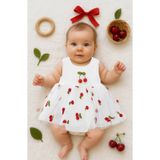 Beniizle Kiraz Detaylı Tüllü Çıtçıtlı Zıbın Elbise (%100 Pamuk)