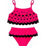 Beniizle Puan Desenli Kız Çocuk Bikini Takımı - 7 - 8 Yaş - Fosfor - Pembe