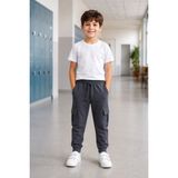 Beniizle Unisex Çocuk Kompakt Komando Cepli Eşofman Altı - Füme - 6 - 7 Yaş