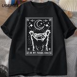 Benim Feral Dönemi Rakun T Shirt Mistik Ratshirt Tshirt Tarot Kart Baskı T-Shirt Yaz Pamuk Kı 2881 - Siyah - XL