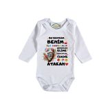 Benim Ilk Bayramım Şekerler Elime Harçlıklar Cebime Yazılı Bebek Zıbın, 9 Ay, Beyaz