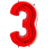 Benim Marifetlerim - 3 rakamı Kırmızı Folyo Balon 40 inch 90 cm