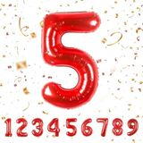Benim Marifetlerim - 5 Rakamı Kırmızı Folyo Balon 16 inch 40 cm