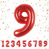 Benim Marifetlerim - 9 Rakamı Kırmızı Folyo Balon 40 inch 90 cm