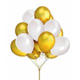 Benim Marifetlerim - Altın Beyaz Metalik Balon 12 inch 25 Adet