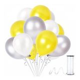 Benim Marifetlerim - Gümüş Beyaz Sarı Metalik Balon 12 inch 20 Adet