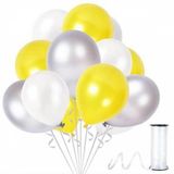 Benim Marifetlerim - Gümüş Beyaz Sarı Metalik Balon 12 inch 25 Adet