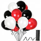 Benim Marifetlerim - Kırmızı Siyah Beyaz Metalik Balon 12 inch 10 Adet