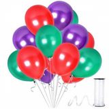 Benim Marifetlerim - Mor Yeşil Kırmızı Metalik Balon 12 inch 15 Adet