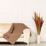 Benimol Çikolata Dokuma Kadife Şönil Düz Kumaş Çift Taraflı Koltuk Şalı Örtüsü Maxi Set (3+3+1+1) - 175 x 215 cm - Gece Mavisi
