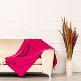 Benimol Fuşya Dokuma Kadife Şönil Düz Kumaş Çift Taraflı Koltuk Şalı Örtüsü Maxi Set (3+3+1+1) - 175 x 215 cm