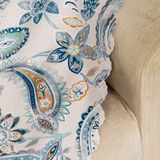 Benimol Gri Zemin Üzerine Baskılı Mavi Renk Şal Desen Dokuma Dijital Baskılı Kadife Şönil Koltuk Örtüsü Şalı 175x215cm - 175 x 215 cm - Hardal