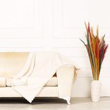 Benimol Kırık Beyazdokuma Kadife Şönil Düz Kumaş Çift Taraflı Koltuk Şalı Örtüsü Maxi Set (3+3+1+1) - 175 x 215 cm