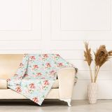 Benimol Kırmızı Yeşil Yapraklı Sarmaşık Desen Dokuma Dijital Baskılı Kadife Şönil Koltuk Şalı Örtüsü Maxi Set (3+3+1+1) - 175 x 215 cm