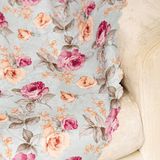 Benimol Modern Gül Desen Dokuma Dijital Baskılı Kadife Şönil Koltuk Şalı Örtüsü Maxi Set (3+3+1+1) - 175 x 215 cm - Gül Kurusu