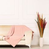 Benimol Soft Pembe Dokuma Kadife Şönil Çift Taraflı Koltuk Örtüsü Şalı 175x215cm - 175 x 215 cm - Gül Kurusu