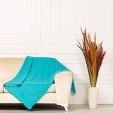 Benimol Turkuaz Dokuma Kadife Şönil Düz Kumaş Çift Taraflı Koltuk Şalı Örtüsü Maxi Set (3+3+1+1) - 175 x 215 cm - Mavi