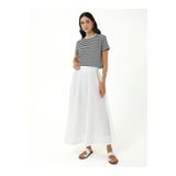 Benin Beli Lastikli Pamuklu Basic Poplin Etek - Beyaz - Benin