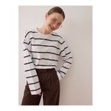 Benin Çizgili Basic Tunik - Kahverengi Çizgili -
