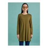Benin Vikson Kumaşlı Basic Tunik - Haki -