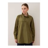 Benin Yaka Detaylı Poplin Tunik - Haki - - Exclusive