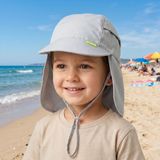 Benitto Kids Ense Korumalı Boyundan Bağlamalı Uv 50 Güneş Koruyucu Terletmeyen Bebek Çocuk Deniz Şapkası BNT7043 - Gri - 5 - 8 Yaş