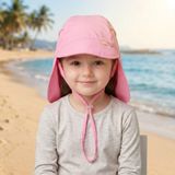 Benitto Kids Ense Korumalı Boyundan Bağlamalı Uv 50 Güneş Koruyucu Terletmeyen Bebek Çocuk Deniz Şapkası BNT7043 - Pembe - 1 Yaş