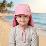 Benitto Kids Ense Korumalı Boyundan Bağlamalı Uv 50 Güneş Koruyucu Terletmeyen Bebek Çocuk Deniz Şapkası BNT7043 - Pembe - 5 - 8 Yaş