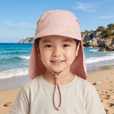 Benitto Kids Ense Korumalı Boyundan Bağlamalı Uv 50 Güneş Koruyucu Terletmeyen Bebek Çocuk Deniz Şapkası BNT7043 - Pudra - 1 Yaş