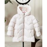 Benitto Kids Kız Bebek Kapüşonlu Fermuarlı Şişme Mont 51351 - 4 Yaş - Krem