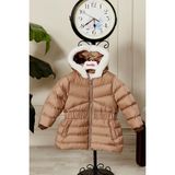 Benitto Kids Kız Bebek Kapüşonlu Kışlık Mont 51333 - 2 Yaş - Kahve