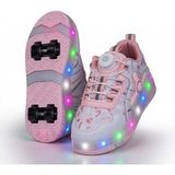Benitto Kids Ndrops Patenli Işıklı Spor Ayakkabısı & Tekerlekli Sneakers BNT225 - Pembe