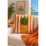 Benlisso Home Ananas Desenli Dijital Baskılı Punch Nakış Görünümlü Dekoratif Kırlent Kılıfı 43x43 Yastık Kılıfı (1 Adet)