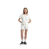 Benmanaj Kadın Kapüşonlu, Baskılı, Oversize Fit Crop T-Shirt, Beyaz, L Beden