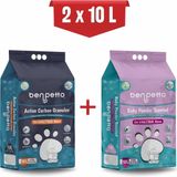 Benpetto AB250 Aktif Karbon & Bebek Pudrası Parfümlü 2x10 lt Kedi Kumu