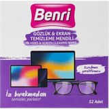 Benri Gözlük & Ekran Temizleme Mendili 52 Adet Tekli Paketlerde Kullanıma Uygun