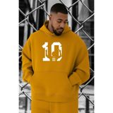 BENROMA 10 Numara Baskılı Büyük Beden Sweatshirt, Sari, S