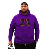 Benroma 23 Baskılı Büyük Beden Sweatshirt KAPYETDMW66, Mor, S