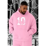 BENROMA 3 Iplik Penye 10 Numara Baskılı Büyük Beden Sweatshirt, Pembe, 2XL