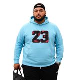 Benroma 3 İplik Penye 23 Baskılı Büyük Beden Sweatshirt KAPYETDMW66, Bebe Mavisi, 5XL