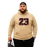 Benroma 3 İplik Penye 23 Baskılı Büyük Beden Sweatshirt KAPYETDMW66, Bej, S