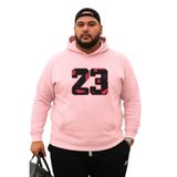 Benroma 3 İplik Penye 23 Baskılı Büyük Beden Sweatshirt KAPYETDMW66, Pembe, M