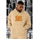 BENROMA 3 Iplik Penye 25. Yıl Baskılı Büyük Beden Sweatshirt, Bej, 4XL