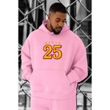 BENROMA 3 Iplik Penye 25. Yıl Baskılı Büyük Beden Sweatshirt, Pembe, M
