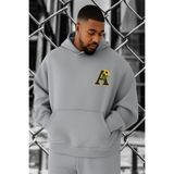 BENROMA 3 Iplik Penye A Baskılı Büyük Beden Sweatshirt, Gri, 4XL