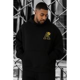 BENROMA 3 Iplik Penye A Baskılı Büyük Beden Sweatshirt, Siyah, 5XL