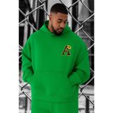 BENROMA 3 Iplik Penye A Baskılı Büyük Beden Sweatshirt, Yeşil, 4XL