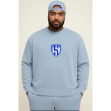 BENROMA 3 Iplik Penye Al Hilal Baskılı Büyük Beden Unisex Sweatshirt, Bebe Mavisi, XL