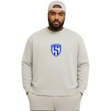 BENROMA 3 Iplik Penye Al Hilal Baskılı Büyük Beden Unisex Sweatshirt, Gri, XL